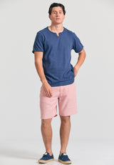 Tricou cu guler henley și croi brut - The essentials - Indigo