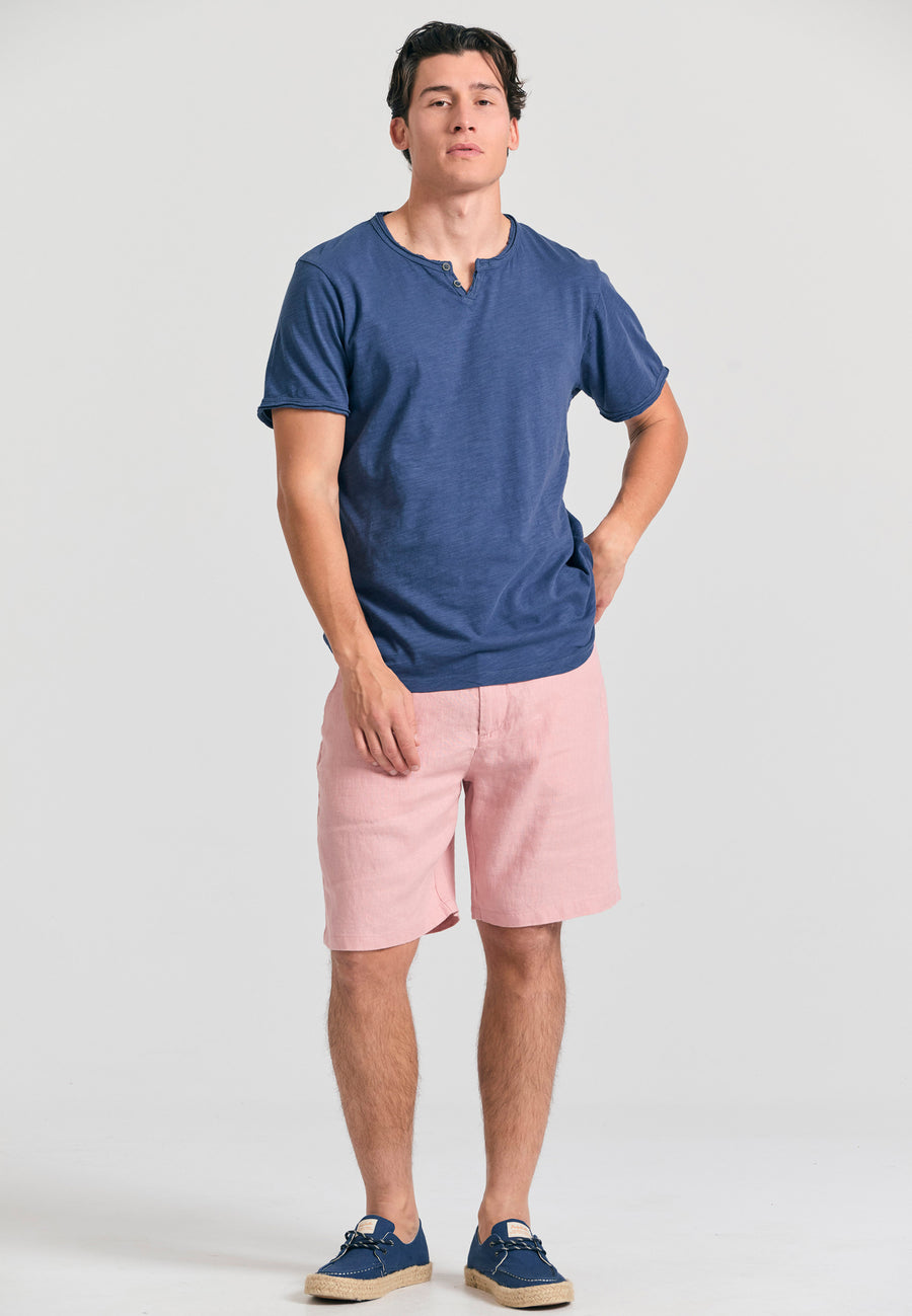 Tricou cu guler henley și croi brut - The essentials - Indigo