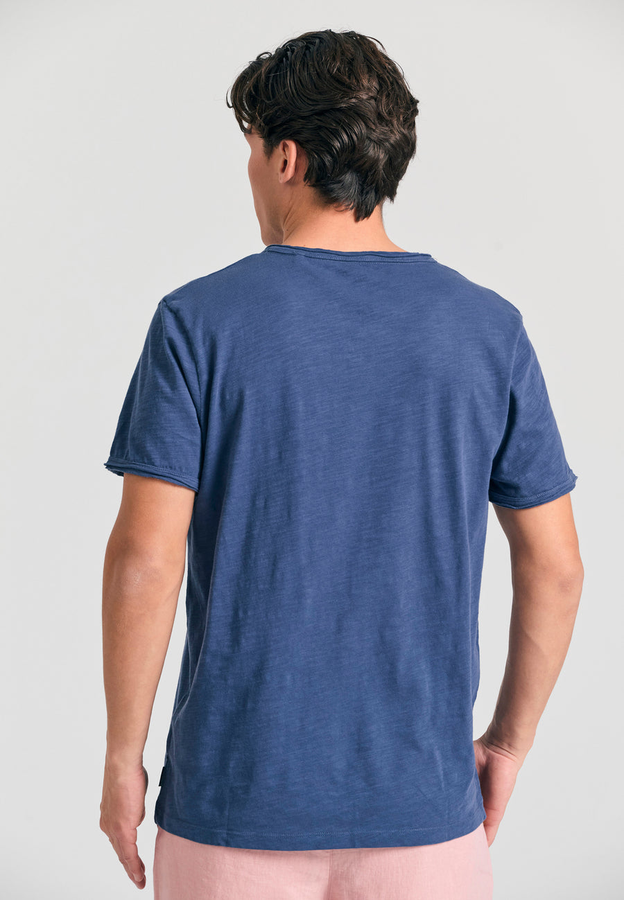 Tricou cu guler henley și croi brut - The essentials - Indigo