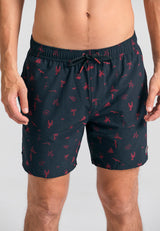 All over printed men's swim shorts - Black