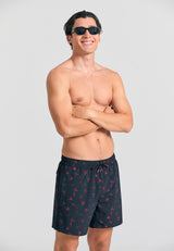 All over printed men's swim shorts - Black