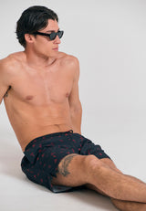 All over printed men's swim shorts - Black