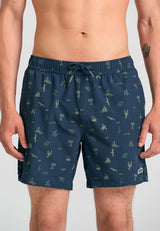 All over printed men's swim shorts - Navy
