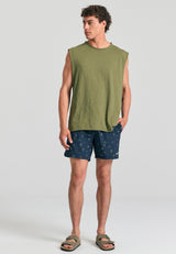 All over printed men's swim shorts - Navy