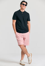 Tricou polo cu guler Mao și broderie pe mânecă - Negru