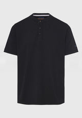 Tricou polo cu guler Mao și broderie pe mânecă - Negru