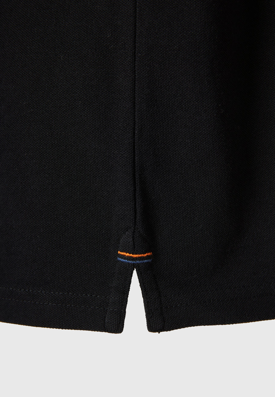 Tricou polo cu guler Mao și broderie pe mânecă - Negru