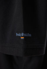 Tricou polo cu guler Mao și broderie pe mânecă - Negru