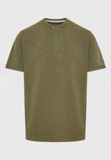 Tricou polo cu guler Mao și broderie pe mânecă - Kaki
