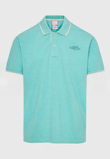 Tricou polo din material melanj - Aqua mel