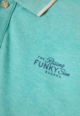 Tricou polo din material melanj - Aqua mel