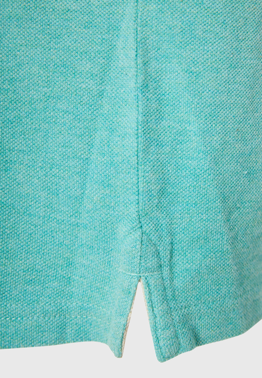 Tricou polo din material melanj - Aqua mel