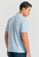 Tricou polo din material melanj - albastru-nord mel