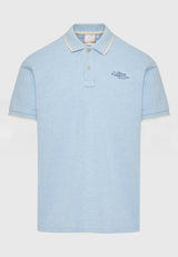 Tricou polo din material melanj - albastru-nord mel