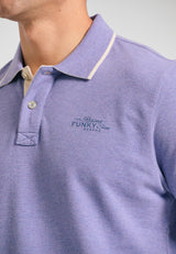 Tricou polo din material melanj - Dahlia violet mel