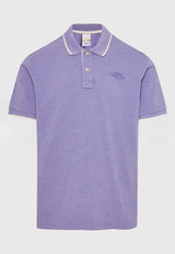 Tricou polo din material melanj - Dahlia violet mel