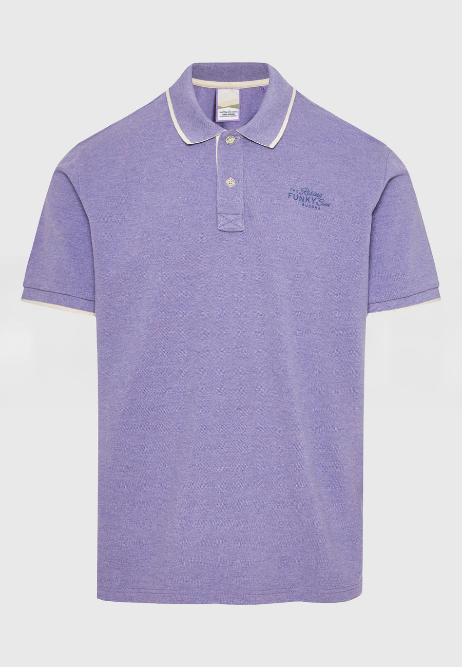 Tricou polo din material melanj - Dahlia violet mel
