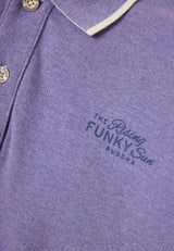 Tricou polo din material melanj - Dahlia violet mel