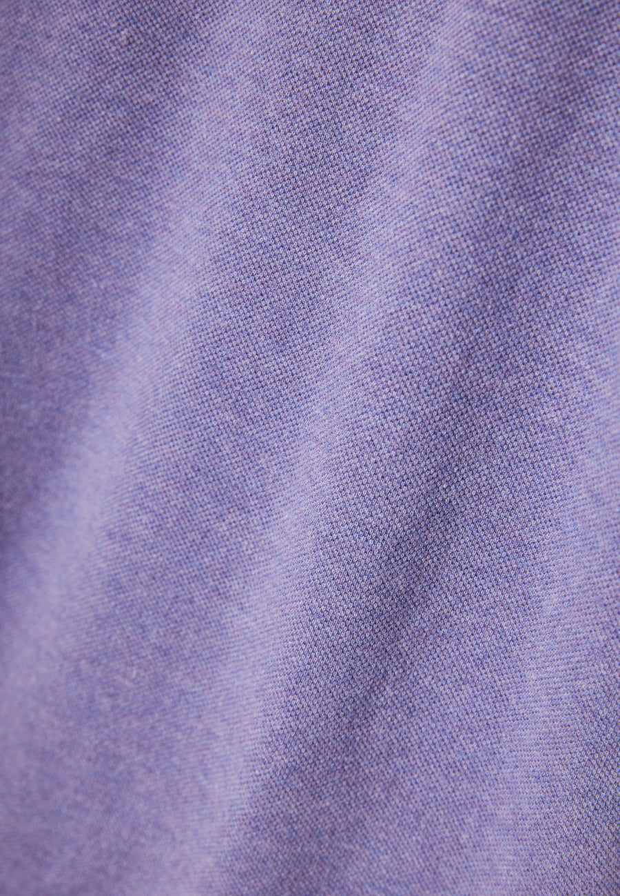 Tricou polo din material melanj - Dahlia violet mel
