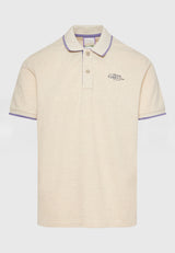 Tricou polo din material melanj - Ecru mel