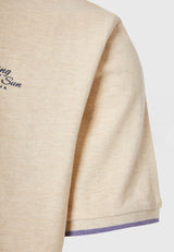 Tricou polo din material melanj - Ecru mel
