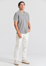 Tricou polo din material melanj - Gri melt