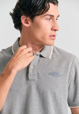 Tricou polo din material melanj - Gri melt