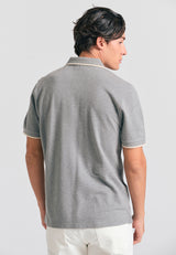 Tricou polo din material melanj - Gri melt