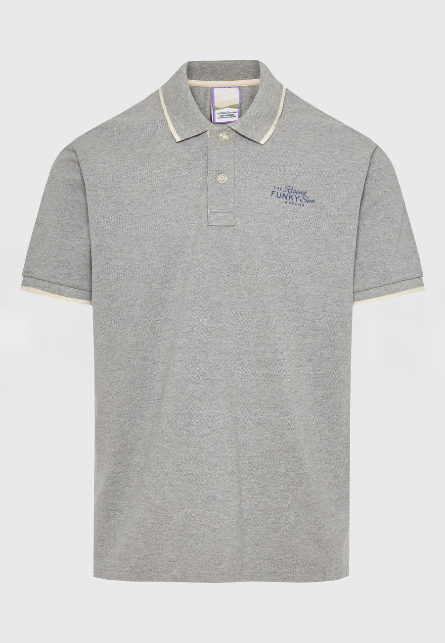 Tricou polo din material melanj - Gri melt