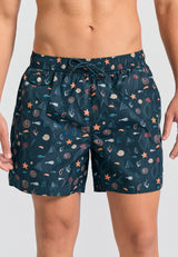 All over printed men's swim shorts - Black