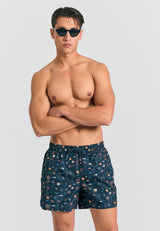 All over printed men's swim shorts - Black