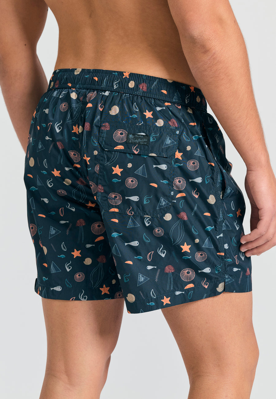 All over printed men's swim shorts - Black
