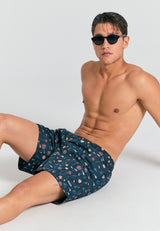 All over printed men's swim shorts - Black