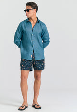 All over printed men's swim shorts - Black