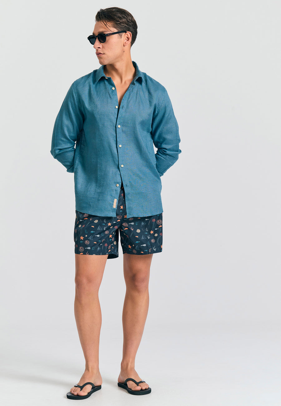 All over printed men's swim shorts - Black