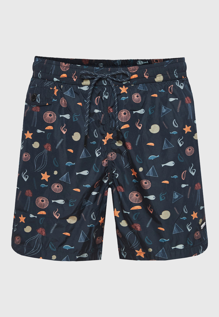 All over printed men's swim shorts - Black