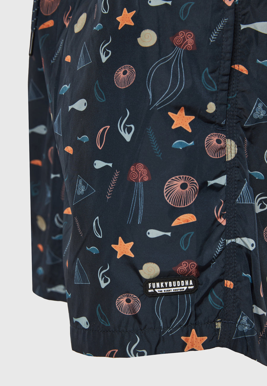 All over printed men's swim shorts - Black