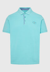 Tricou polo cu imprimeu grafic pe piept - Aqua