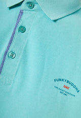 Tricou polo cu imprimeu grafic pe piept - Aqua