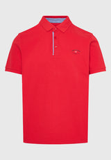 Tricou polo cu imprimeu grafic pe piept - Roșu intens