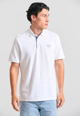 Tricou polo cu imprimeu grafic pe piept - Alb
