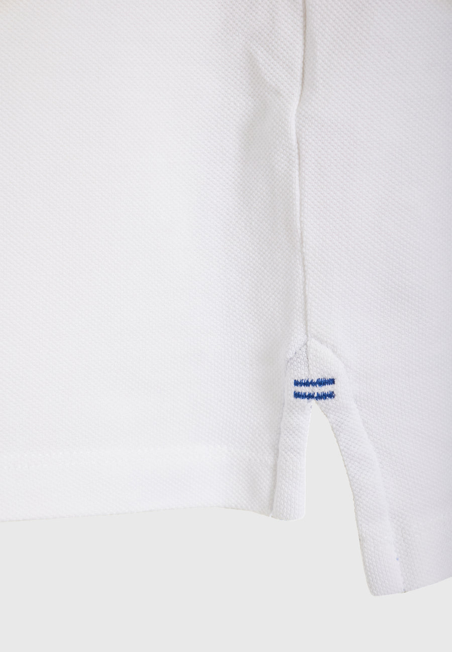 Tricou polo cu imprimeu grafic pe piept - Alb