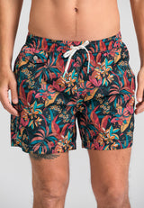 Men's swim shorts with exotic print - Black