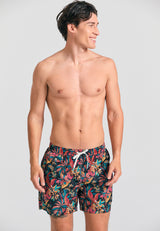 Men's swim shorts with exotic print - Black