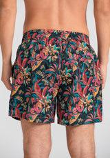 Men's swim shorts with exotic print - Black