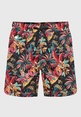 Men's swim shorts with exotic print - Black