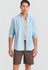 Men's comfort fit garment dyed linen shorts - Coffee