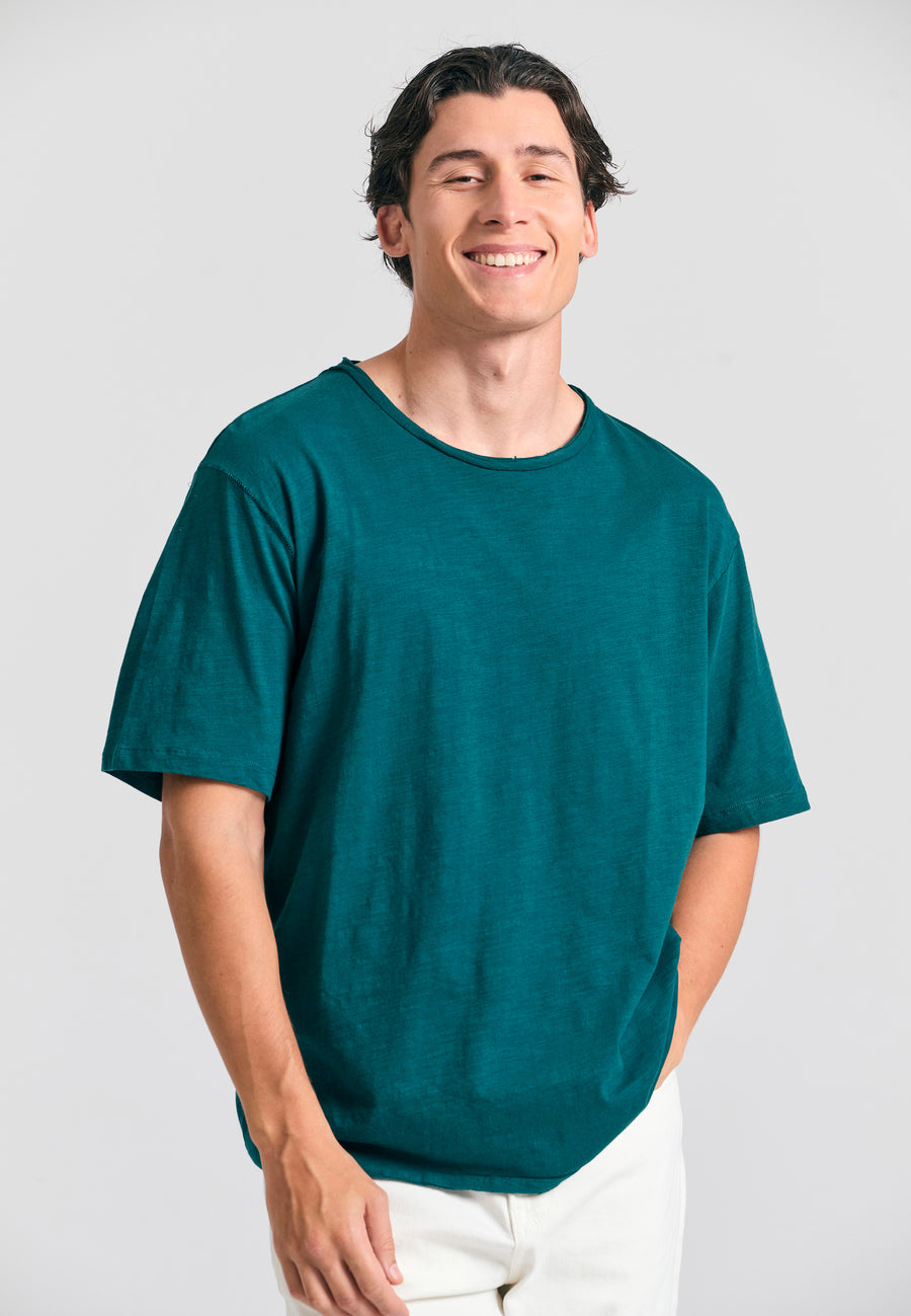 Tricou cu croială lejeră și margini brute - Gri închis la culoare