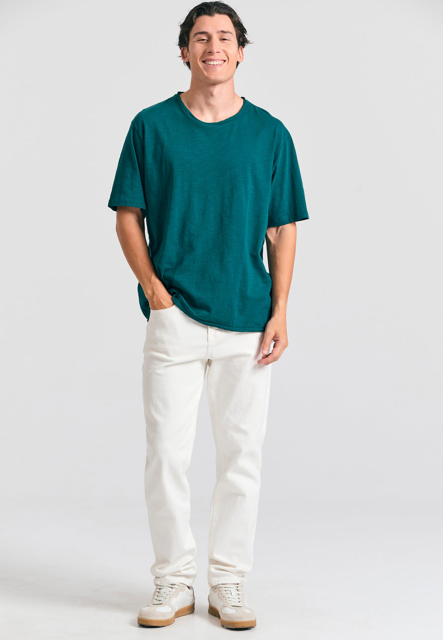 Tricou cu croială lejeră și margini brute - Gri închis la culoare
