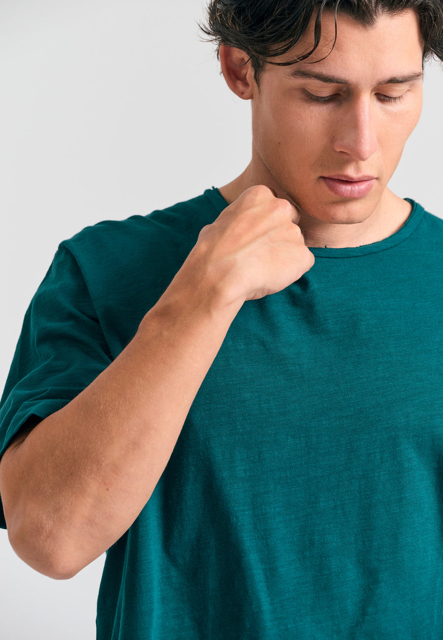 Tricou cu croială lejeră și margini brute - Gri închis la culoare